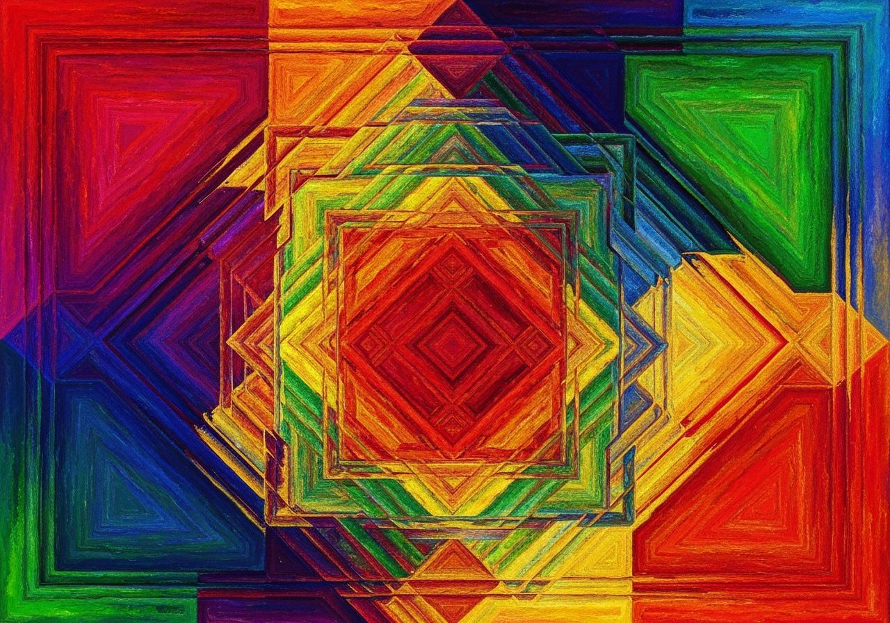 Vibrant Geometric Shapes in Kaleidoscope Style