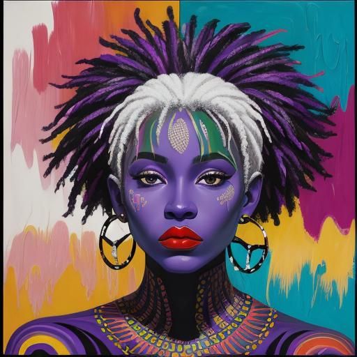 Abstract Expressionism Portrait: Woman with Red Lips