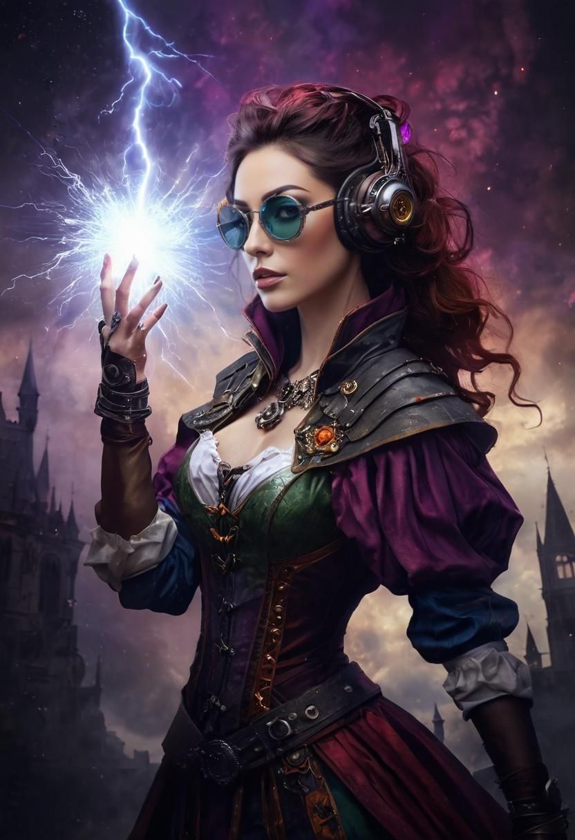 Sorceress with Cybernetic Enhancement Casting Thunderball