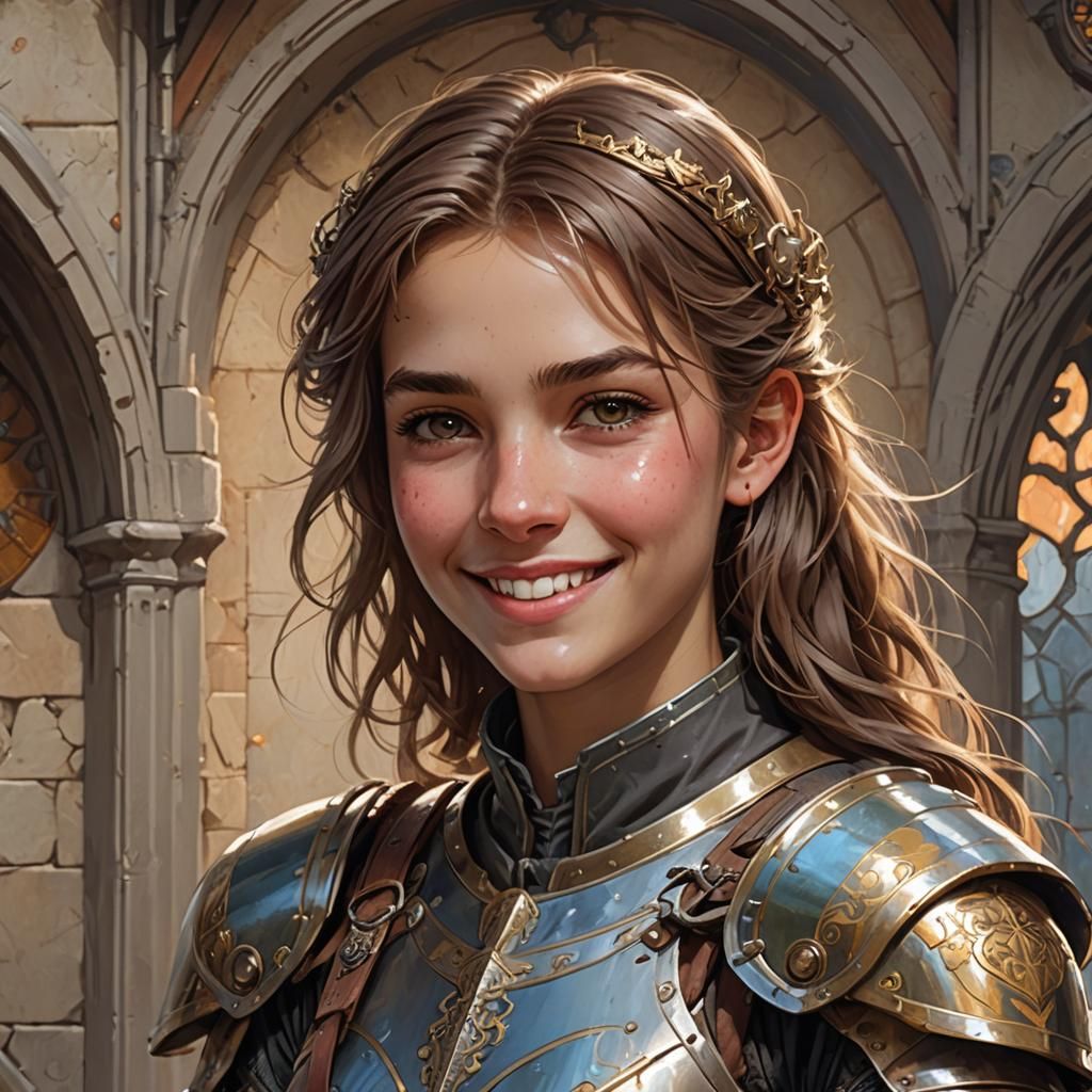 Medieval Tomboy Girl in Scientific Armor Portrait