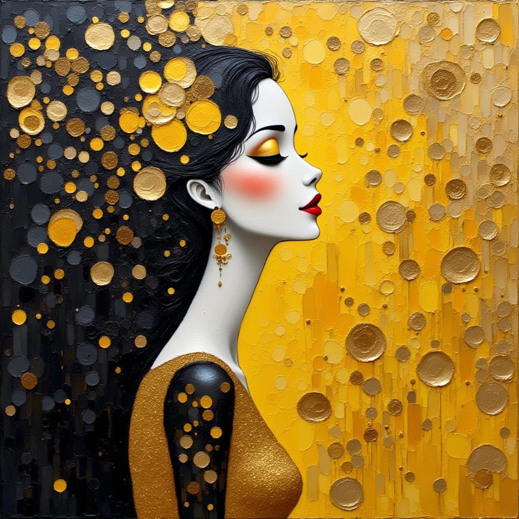 Nature Goddess in Gold and Black, Klimt Style