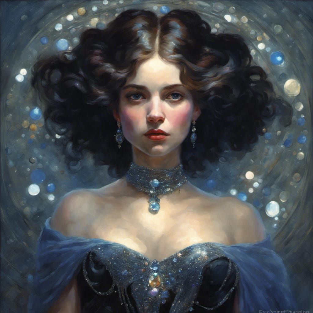 Gem-Encrusted Lady Illuminated by Moonlight
