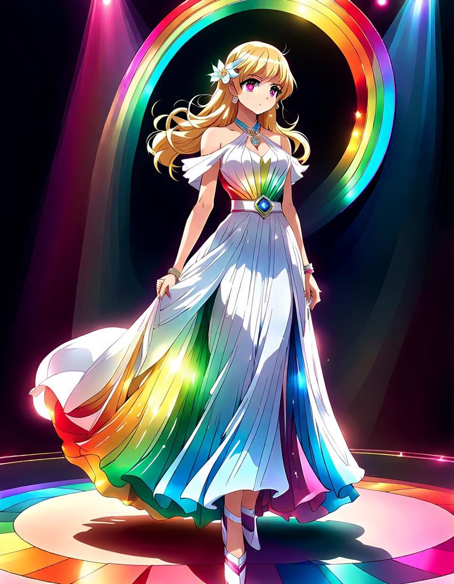 Rainbow Ballroom Dress in Anime Style