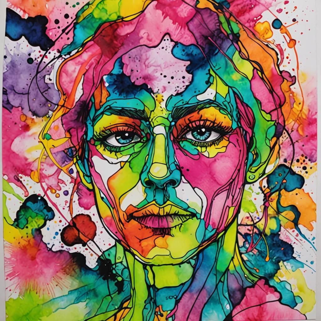 Vibrant Neon Alcohol Ink Abstract Art