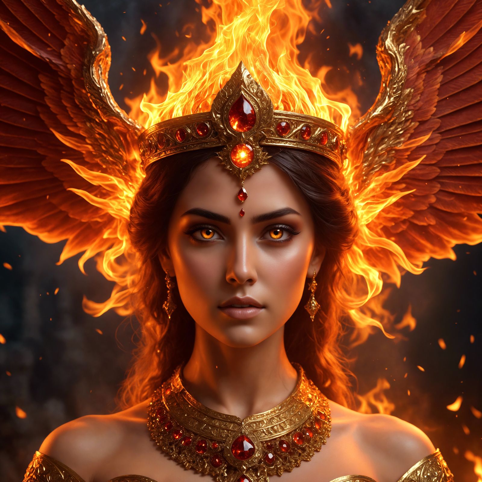 Stunning Fire Goddess with Burning Eyes
