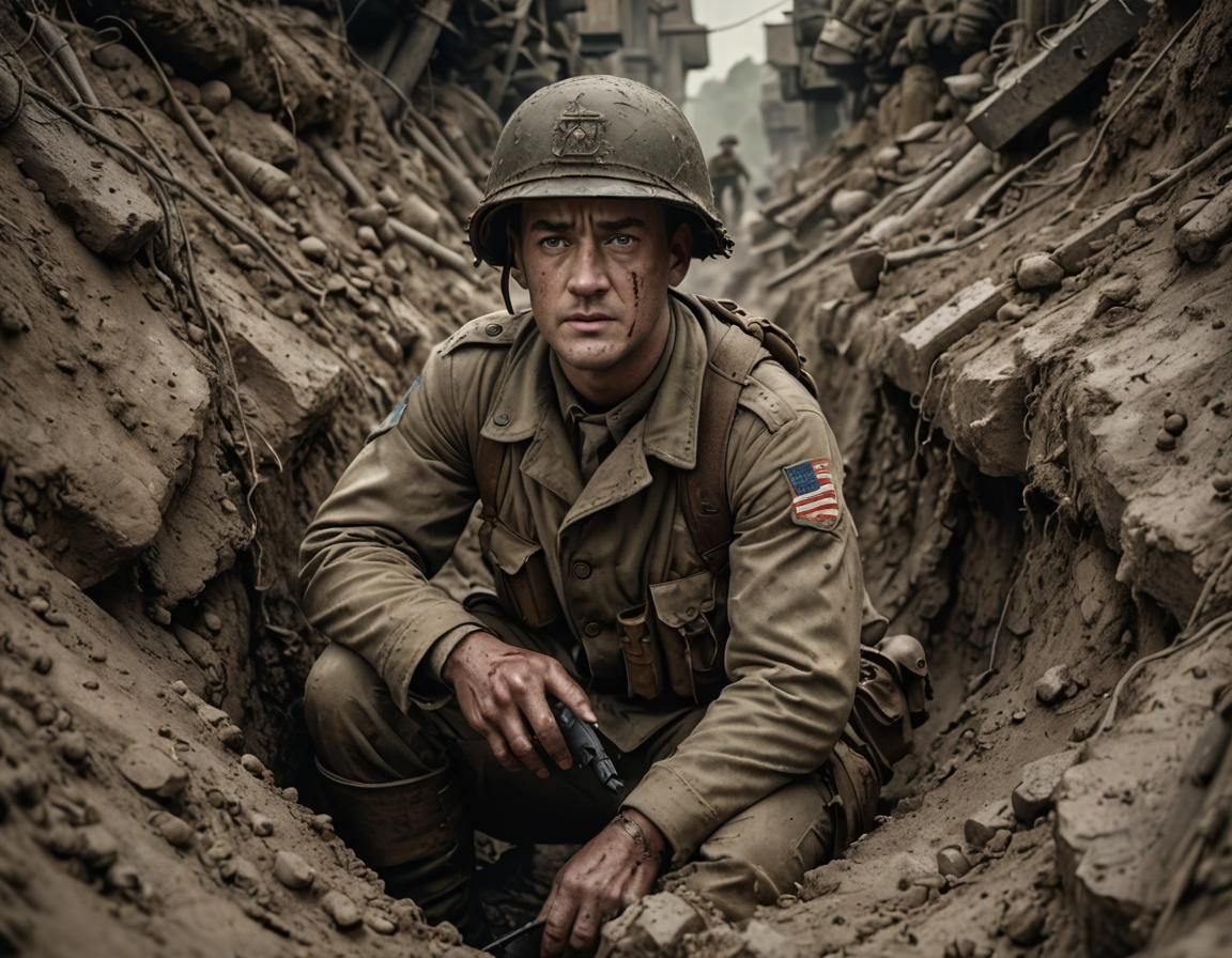 Tom Hanks as WWI Soldier: Detailed Matte Painting