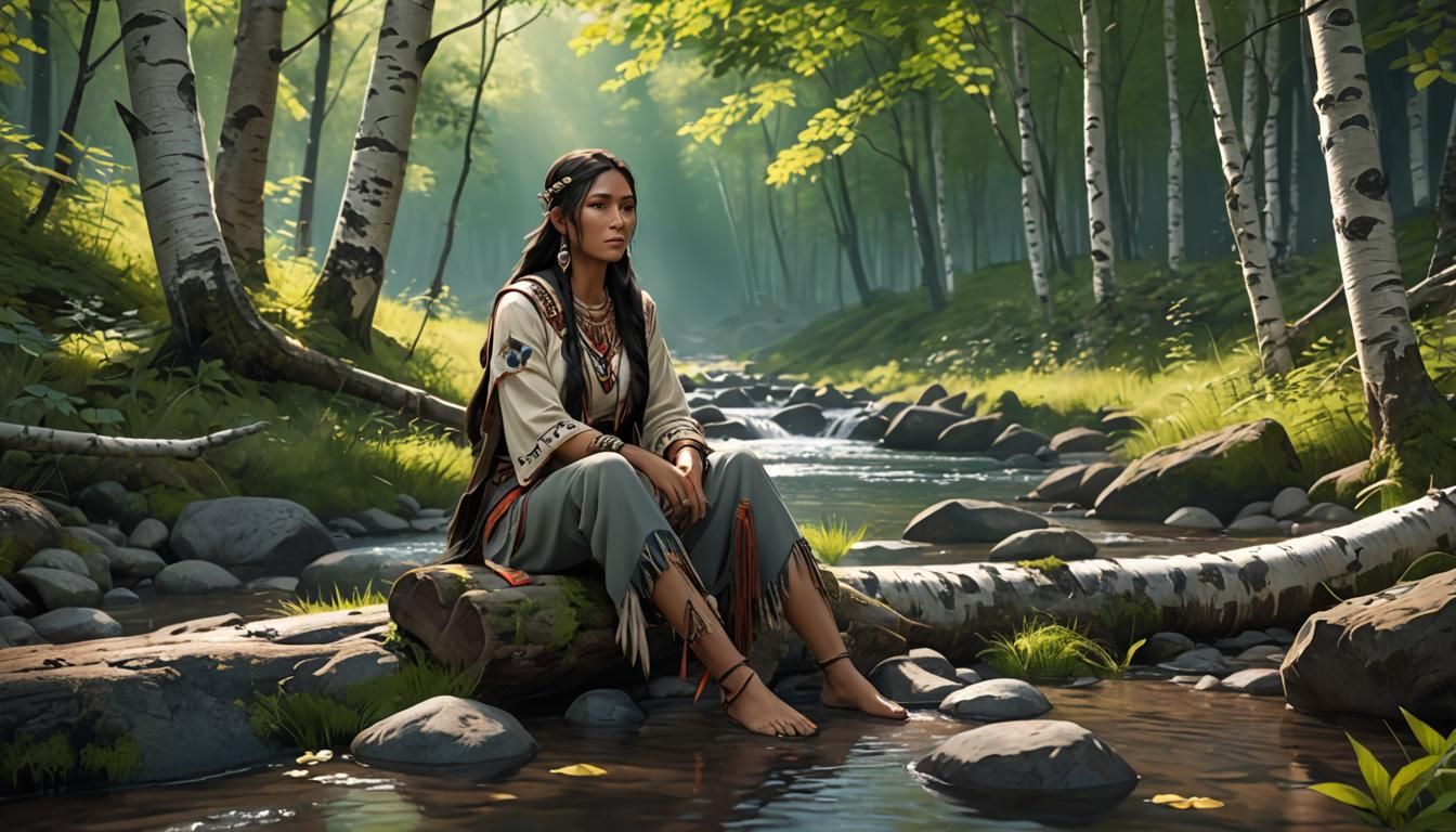 Native American Woman in 3D Anime Style