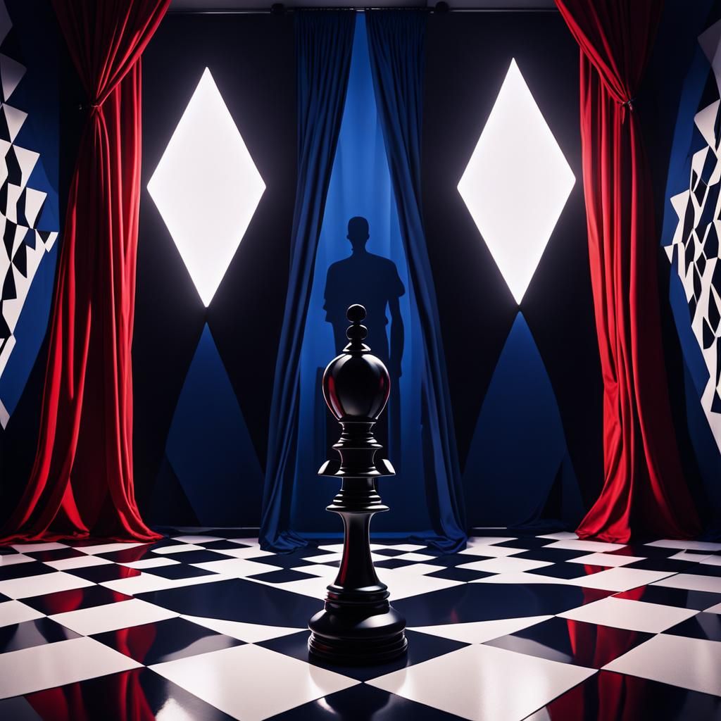 Figure in Expressionist Room with Red Glow