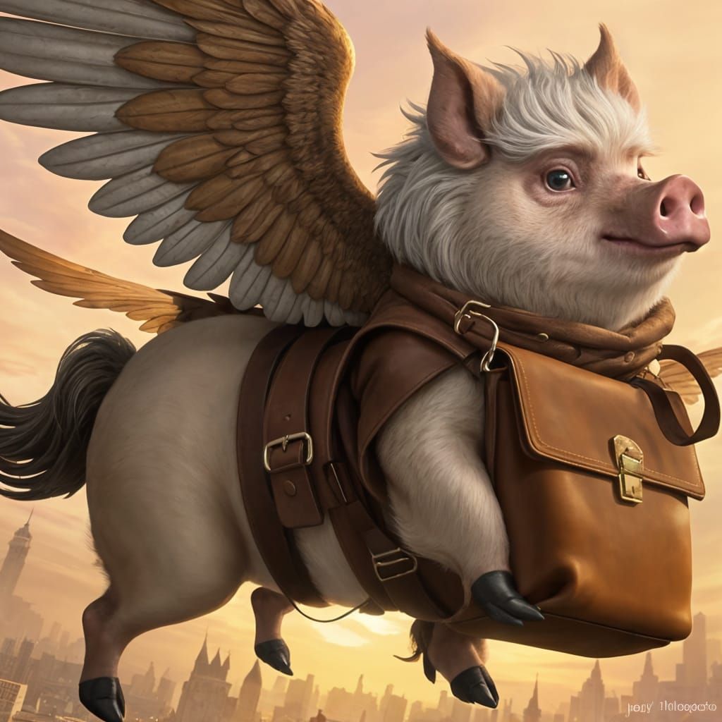 Winged Pig Delivers Love Letters Over Cityscape