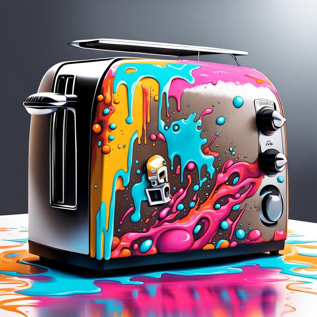 Cyber Toaster in Graffiti Street Art Style