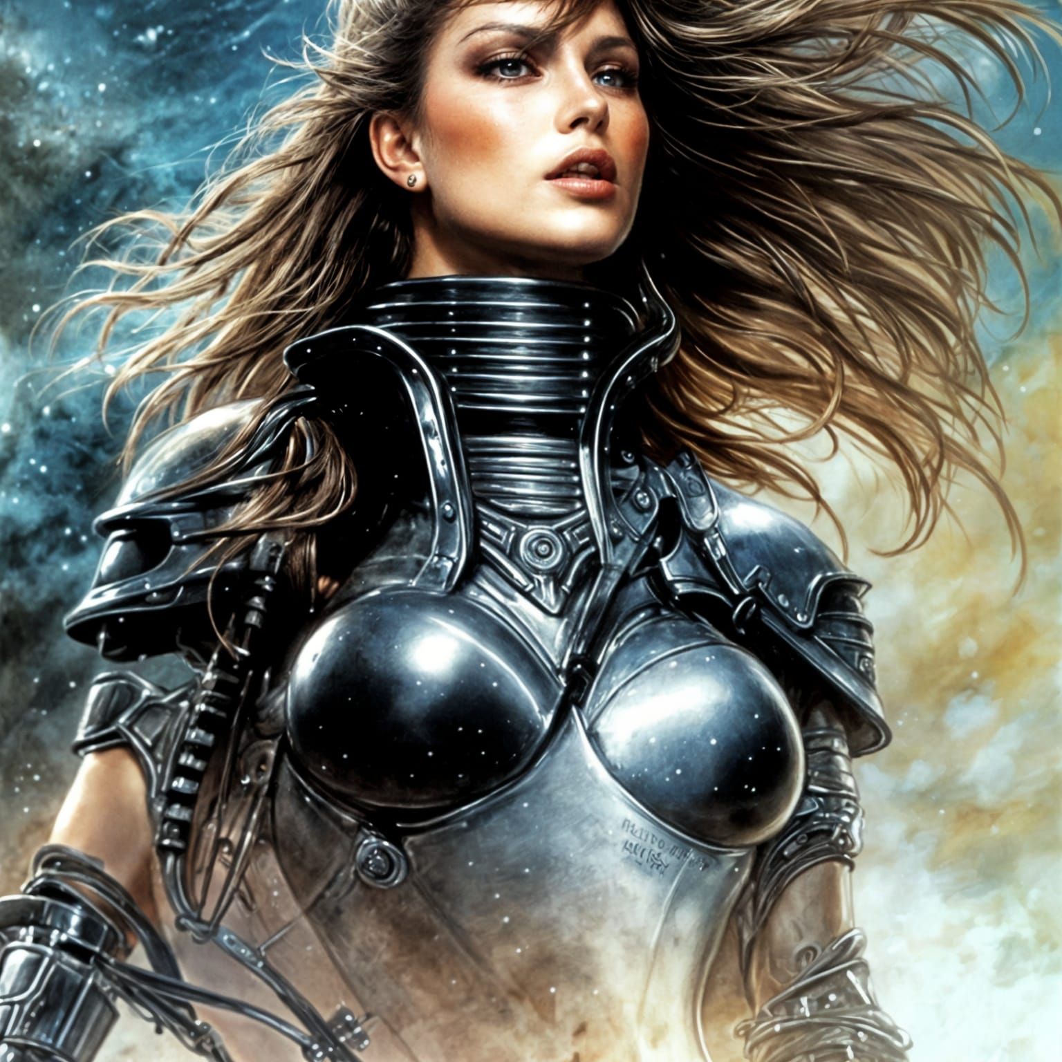 Surreal Space Heroine in Cyberpunk Style