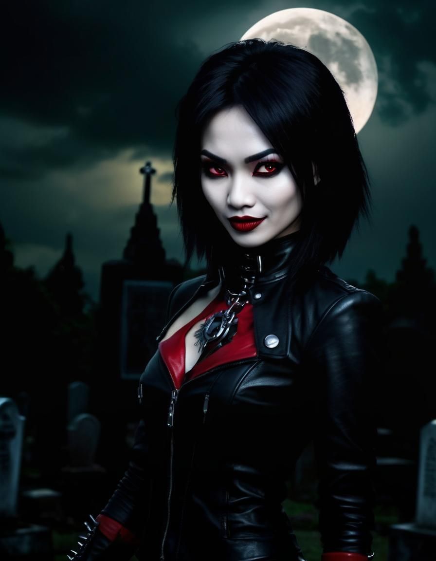 Tribal Punk Vampire Woman in Cemetery Photography