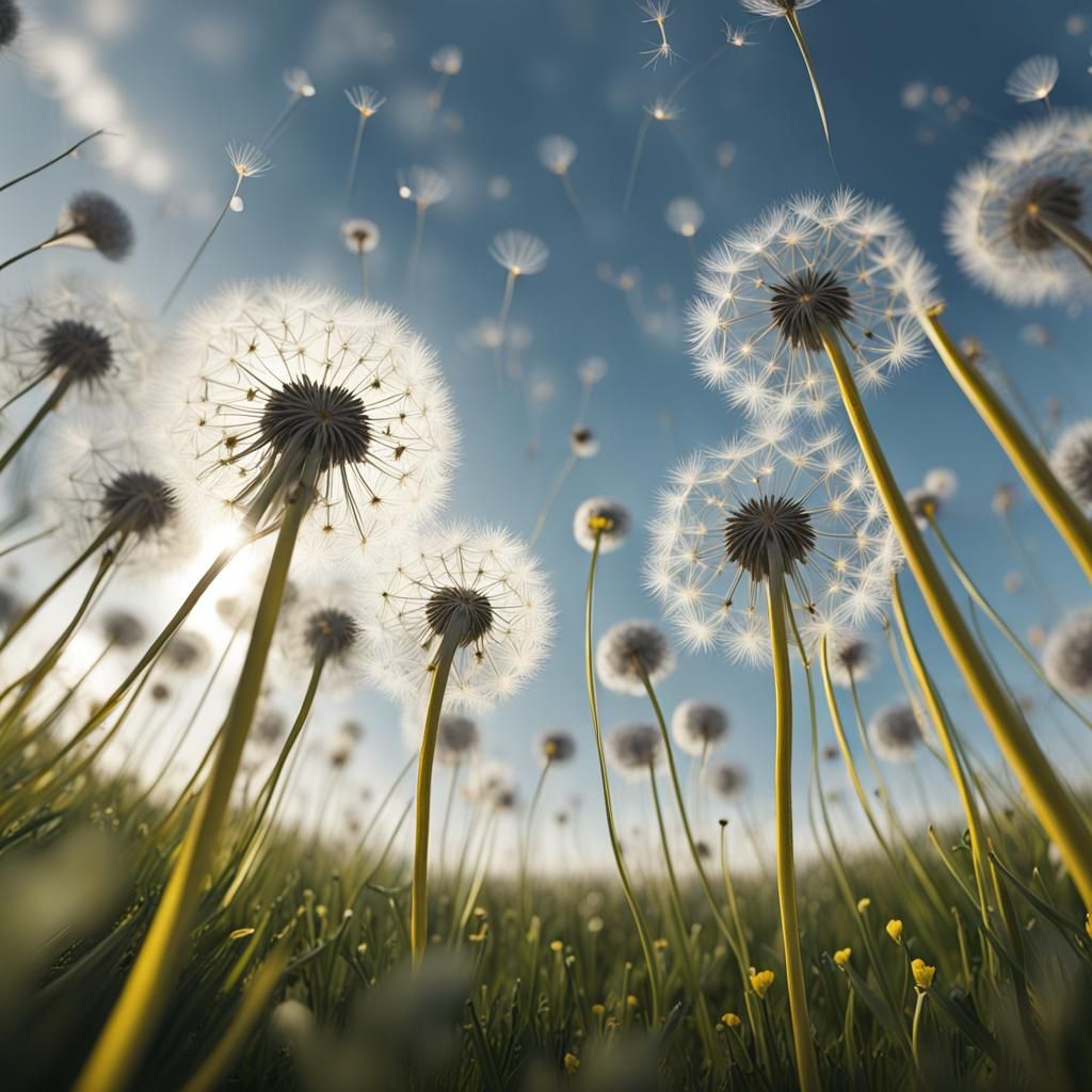 Dandelion Field From a Bug's Perspective