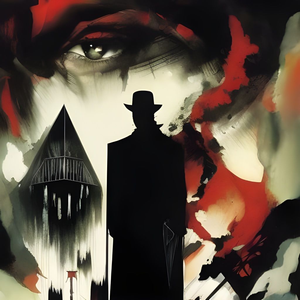 Eerie Man in Black Suit: Horror Illustration