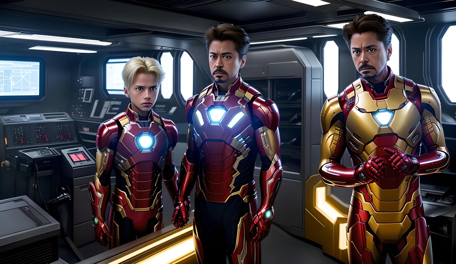 Tony Stark and Son in Iron Man Suits