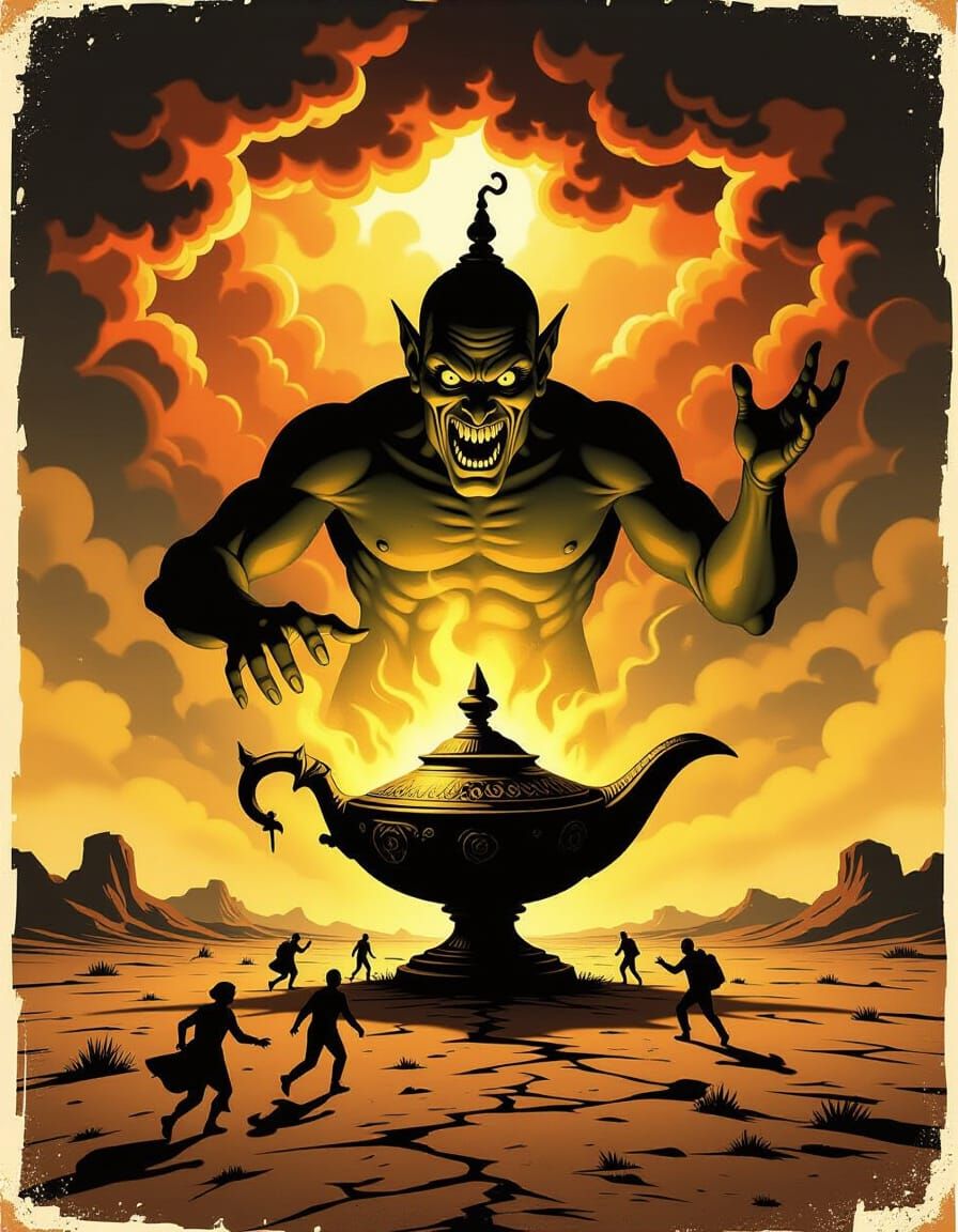 Morbid Genie Emerges from Desolate Lamp