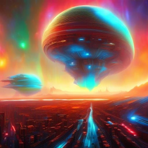 Astronaut on Distant Planet in Science Fiction Art