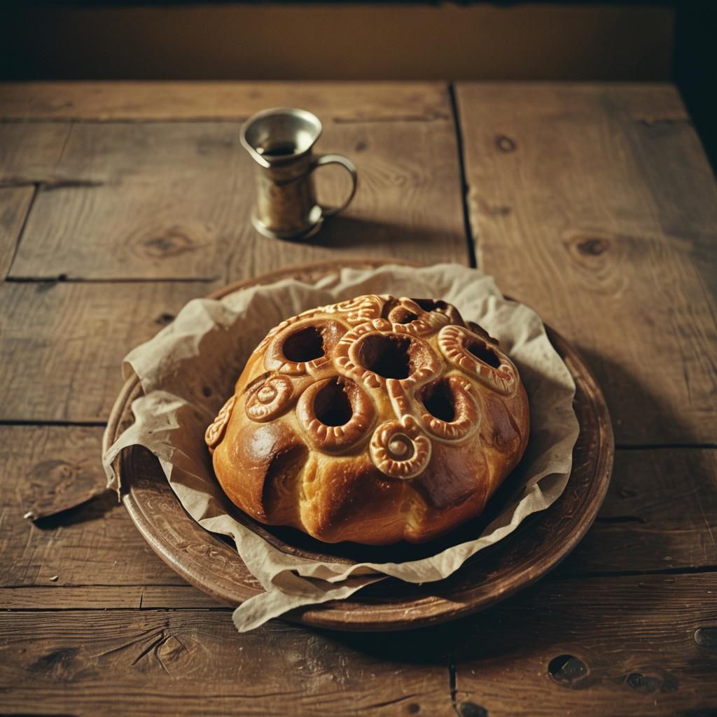 Pan de Muerto Still Life in Cinematic Style