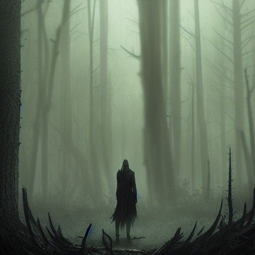 Sinister Wolf in Dystopian Forest