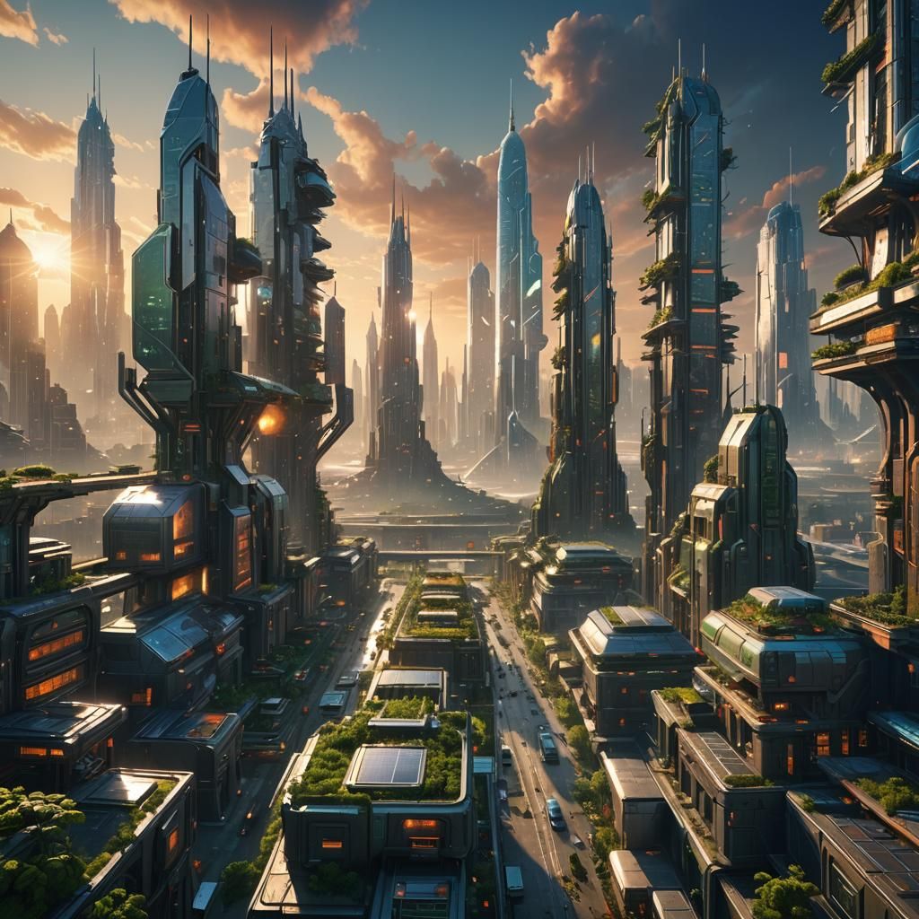 Megacity 2050 with Greenhouses