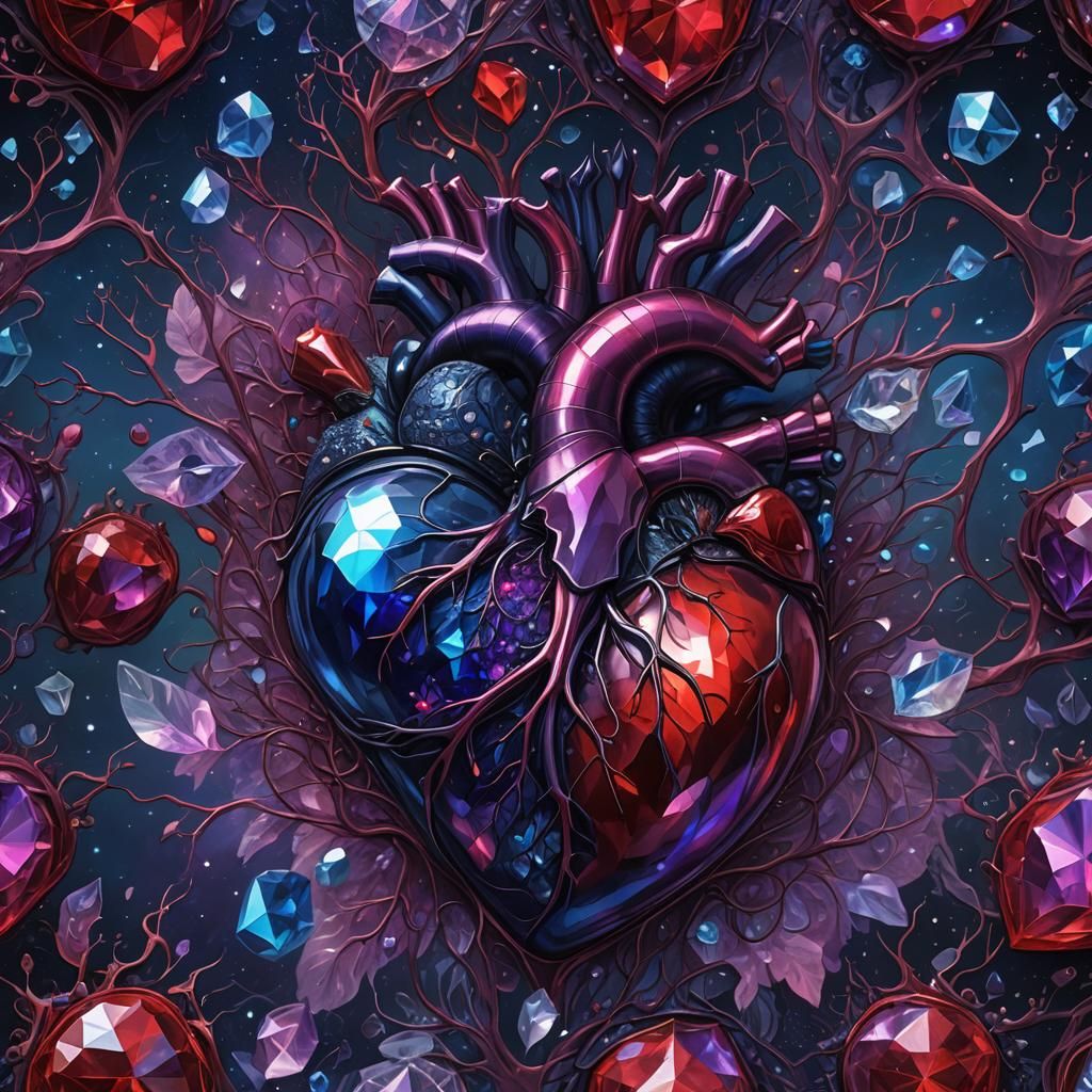 Crystal Anatomic Heart in Gothic Style