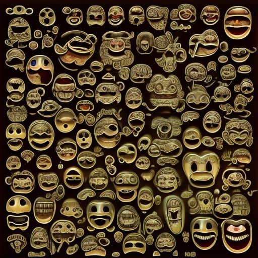 Translucent Surreal Emoticons in Digital Line Art