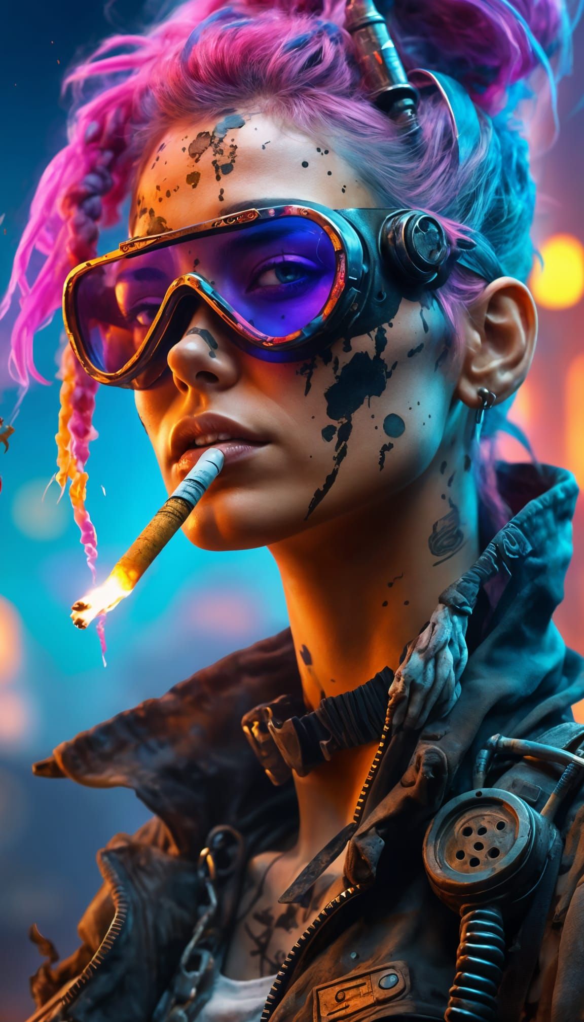 Tank Girl Smoking A cigarette The wrong way.