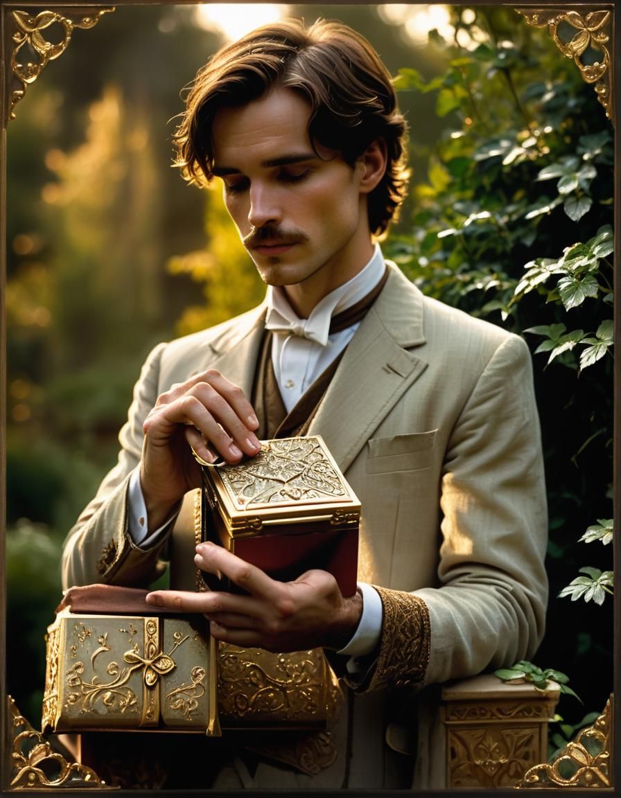 Neo-Romantic Gentleman with Ornate Box Portrait