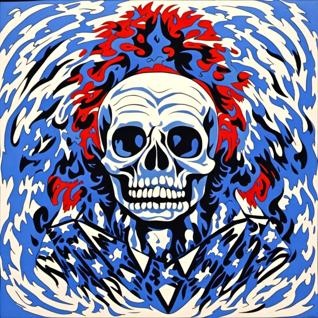 Cackling Skull in Firestorm of Color