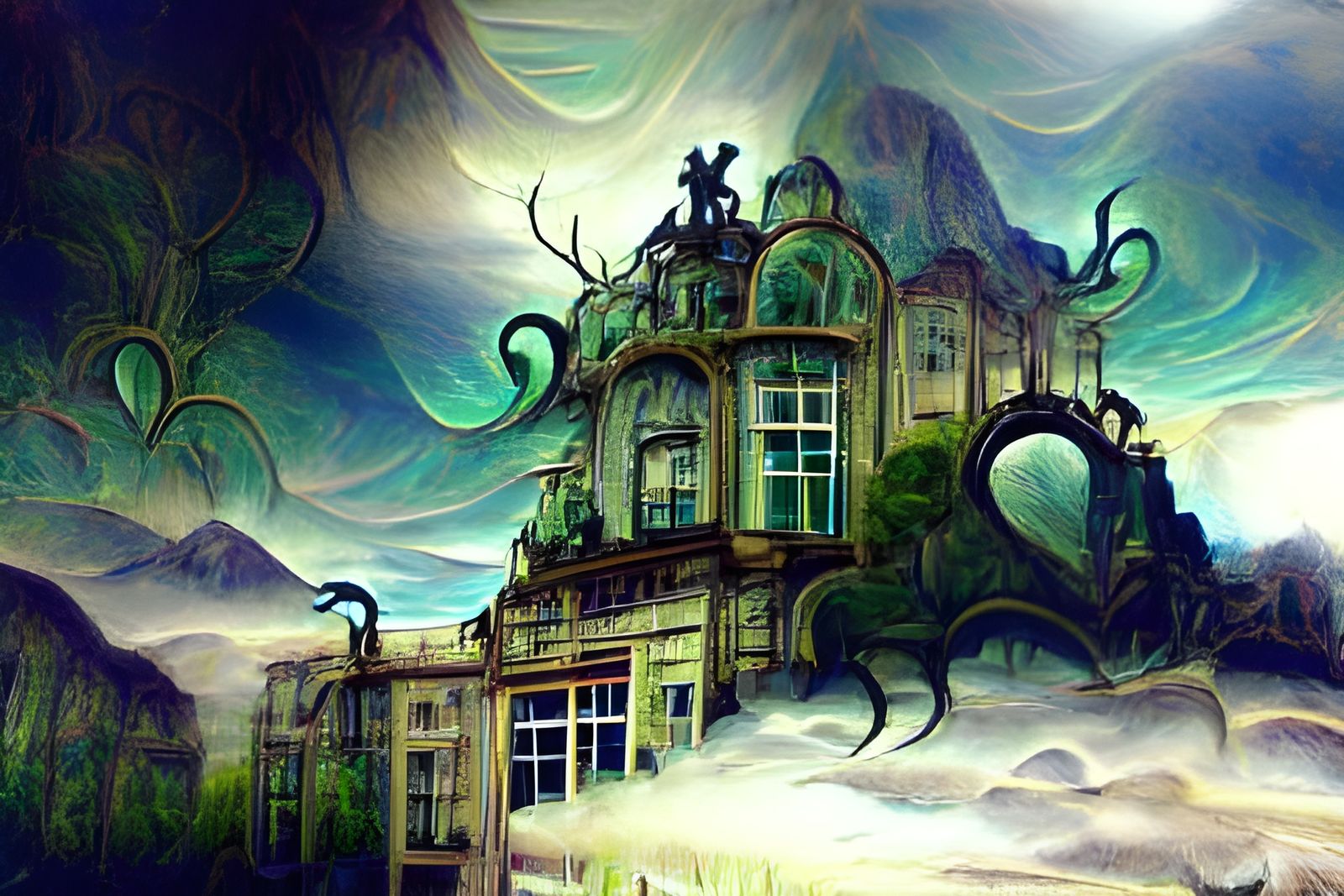 Lovecraftian Hotel with Rococo Architecture