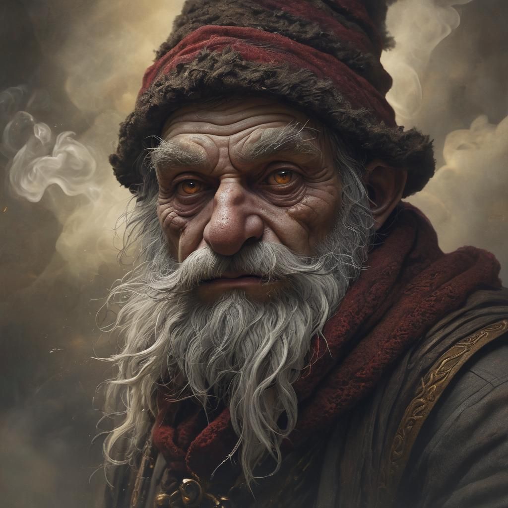 Gnome Illusionist Portrait in Dark Fantasy Style