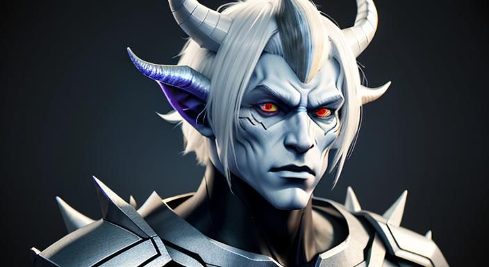 Icy Anime Demon Portrait in 3D