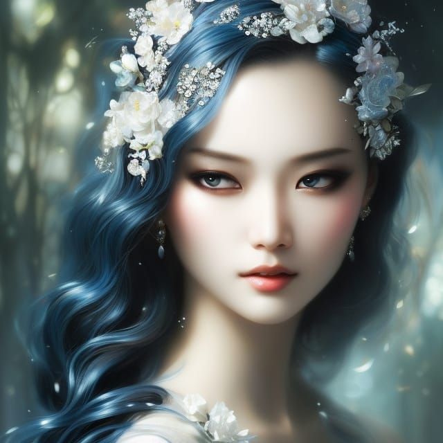 Enchanting Asian Sorceress Portrait in Dark Art Style