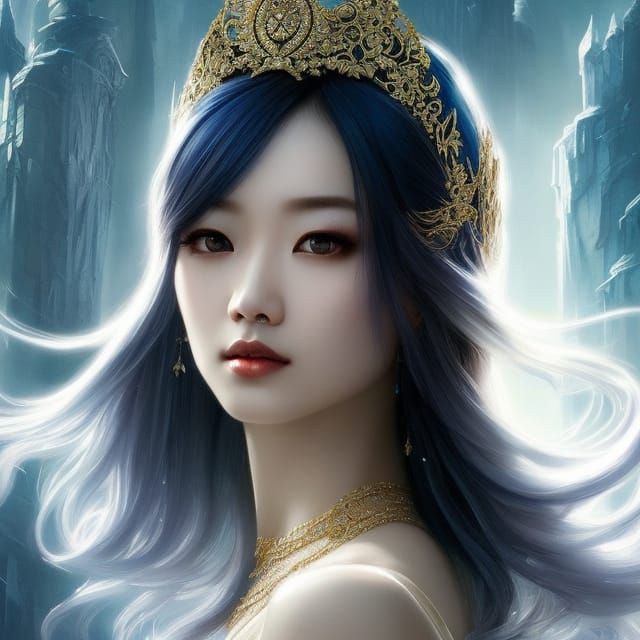 Enchanting Asian Sorceress Portrait in Digital Art