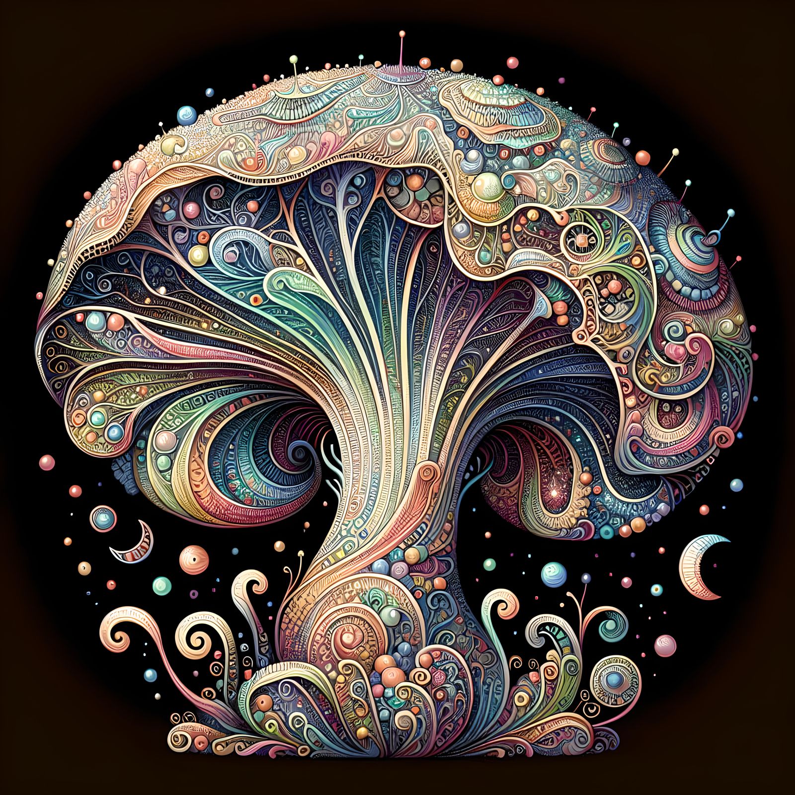 Lace Mushroom with Cosmic Astral Elements