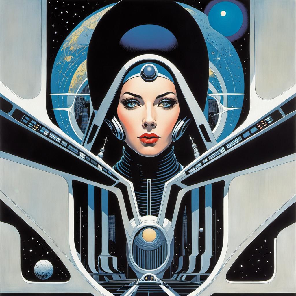 Oracle in Retrofuturist Sci-Fi Style