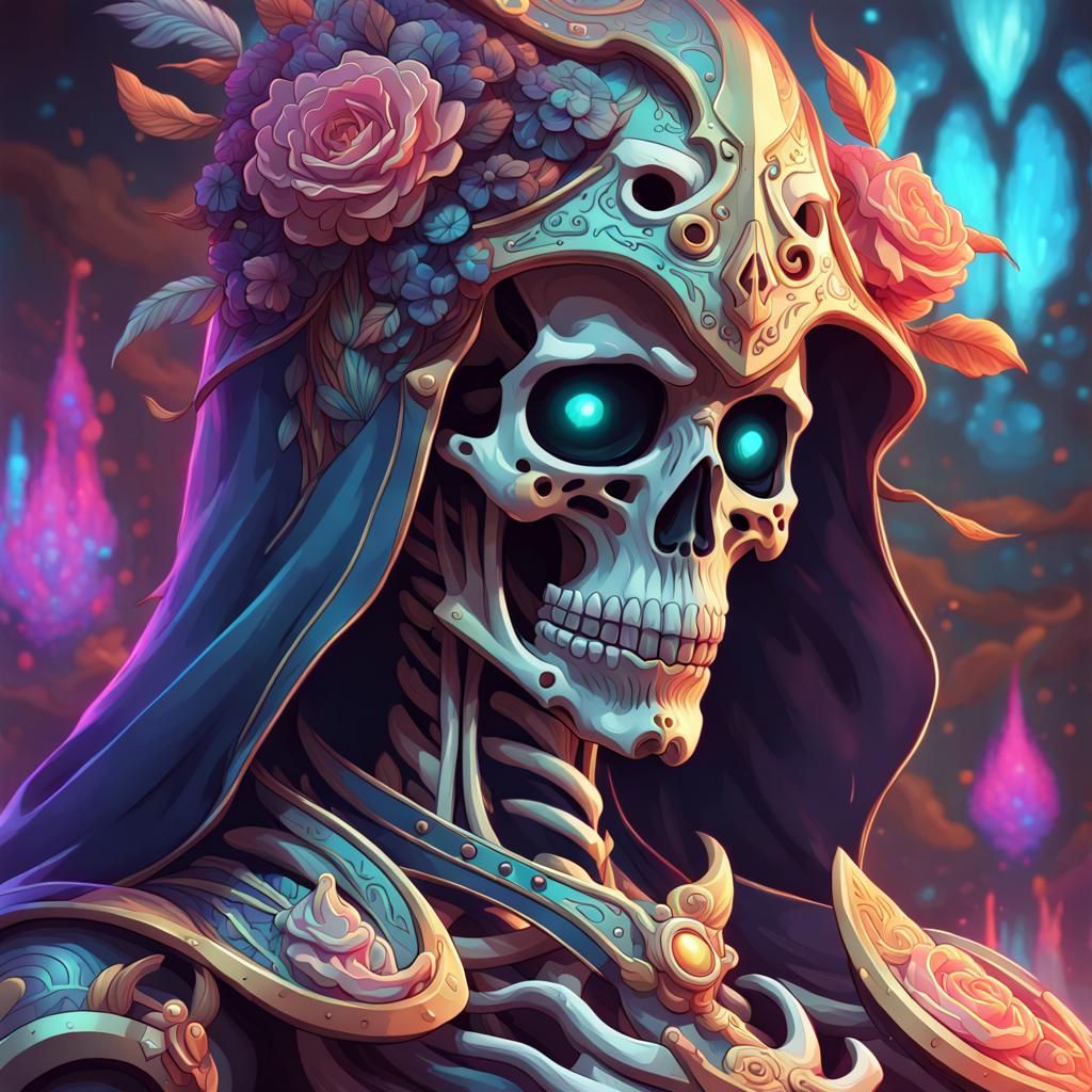 Psychedelic Skeleton Paladin Digital Painting