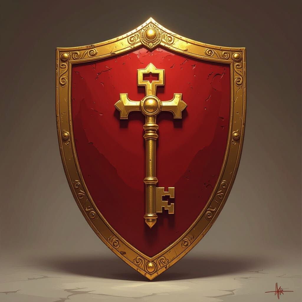 Golden Key on Deep Red English Shield