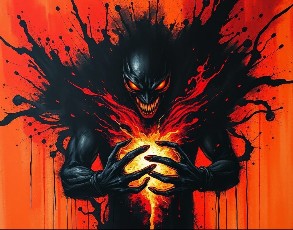 Fiery Ink Humanoid T-Shirt Design