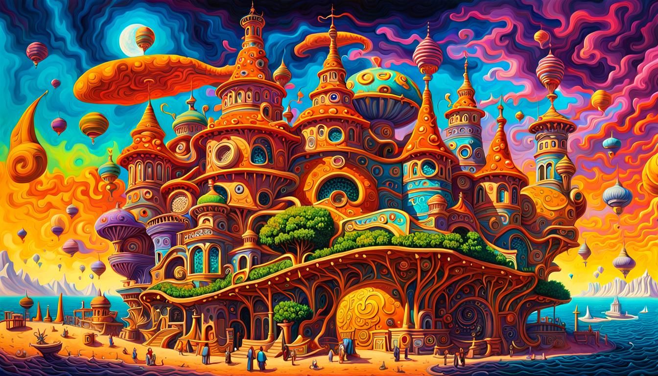 Surreal Mutated Buildings in Vibrant Colors