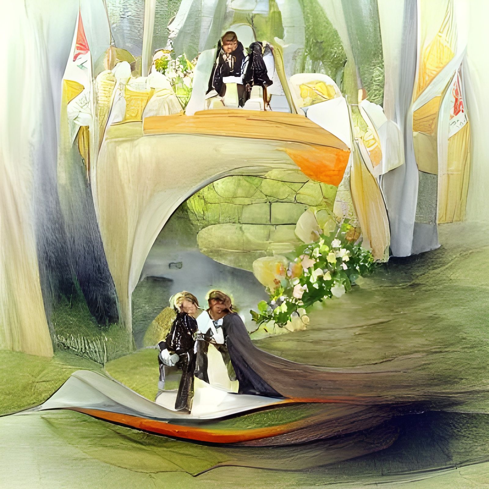 Bilbo and Aragorn's Storybook Wedding Illustration
