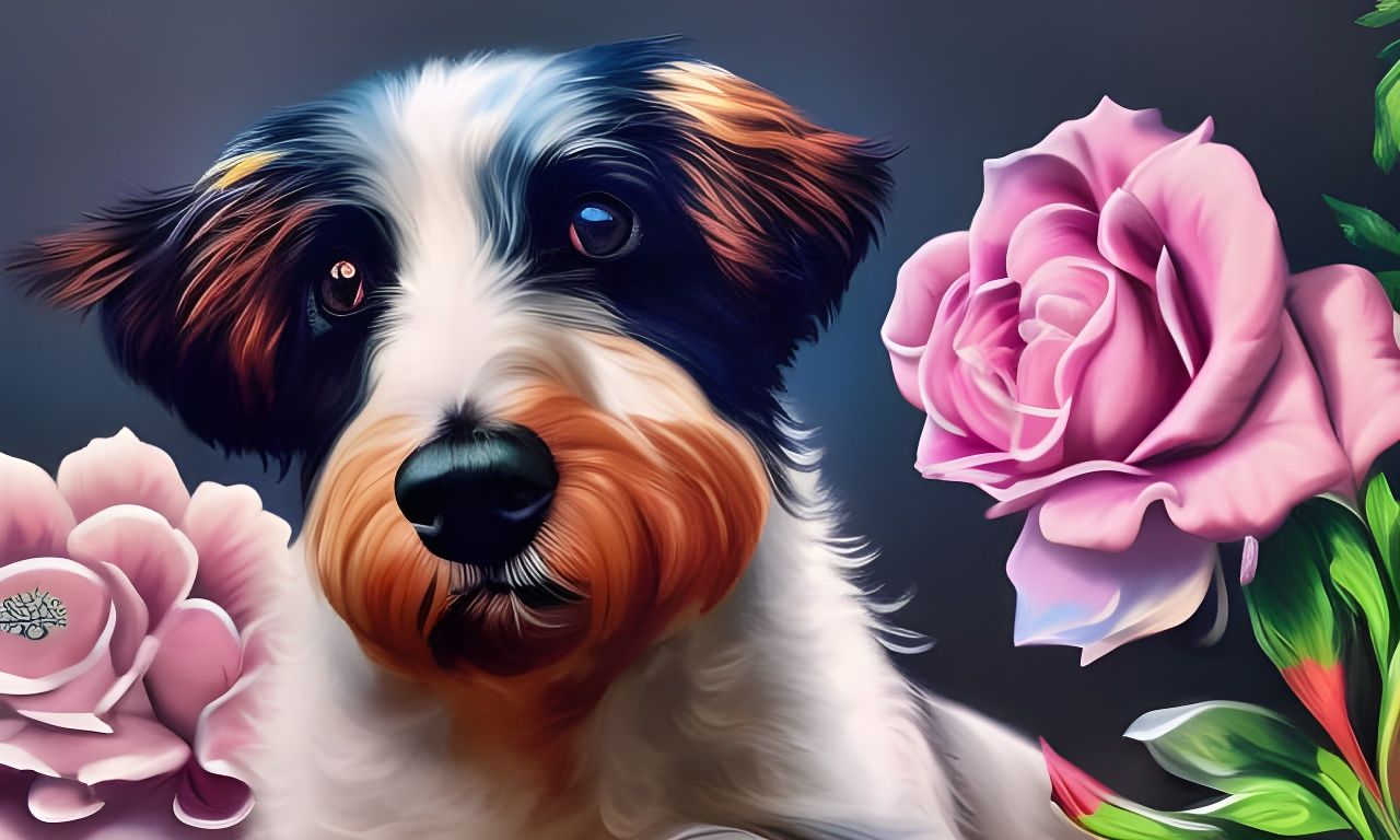 Hyperrealistic Rosemaling of a Regal Little Dog