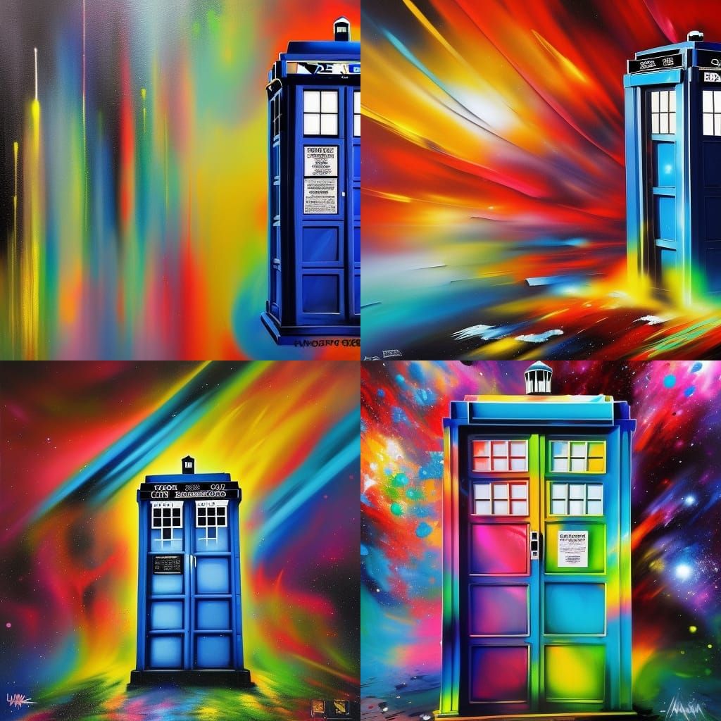 Colorful TARDIS Graffiti Art in Splash Style
