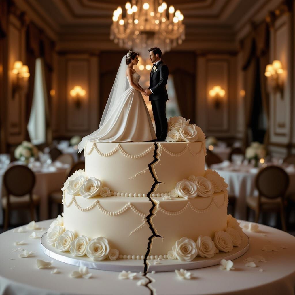 Broken Wedding Cake in Cinematic Ballroom