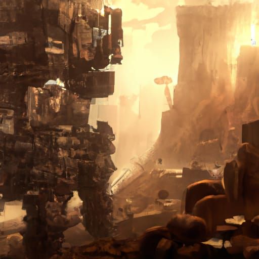 Epic Titan Fall Scene as Digital Matte Painting