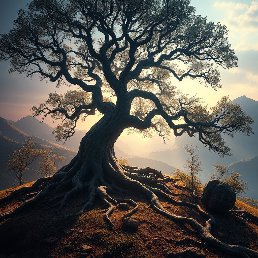Mystical Ancient Tree: Eternal Cycle of Life