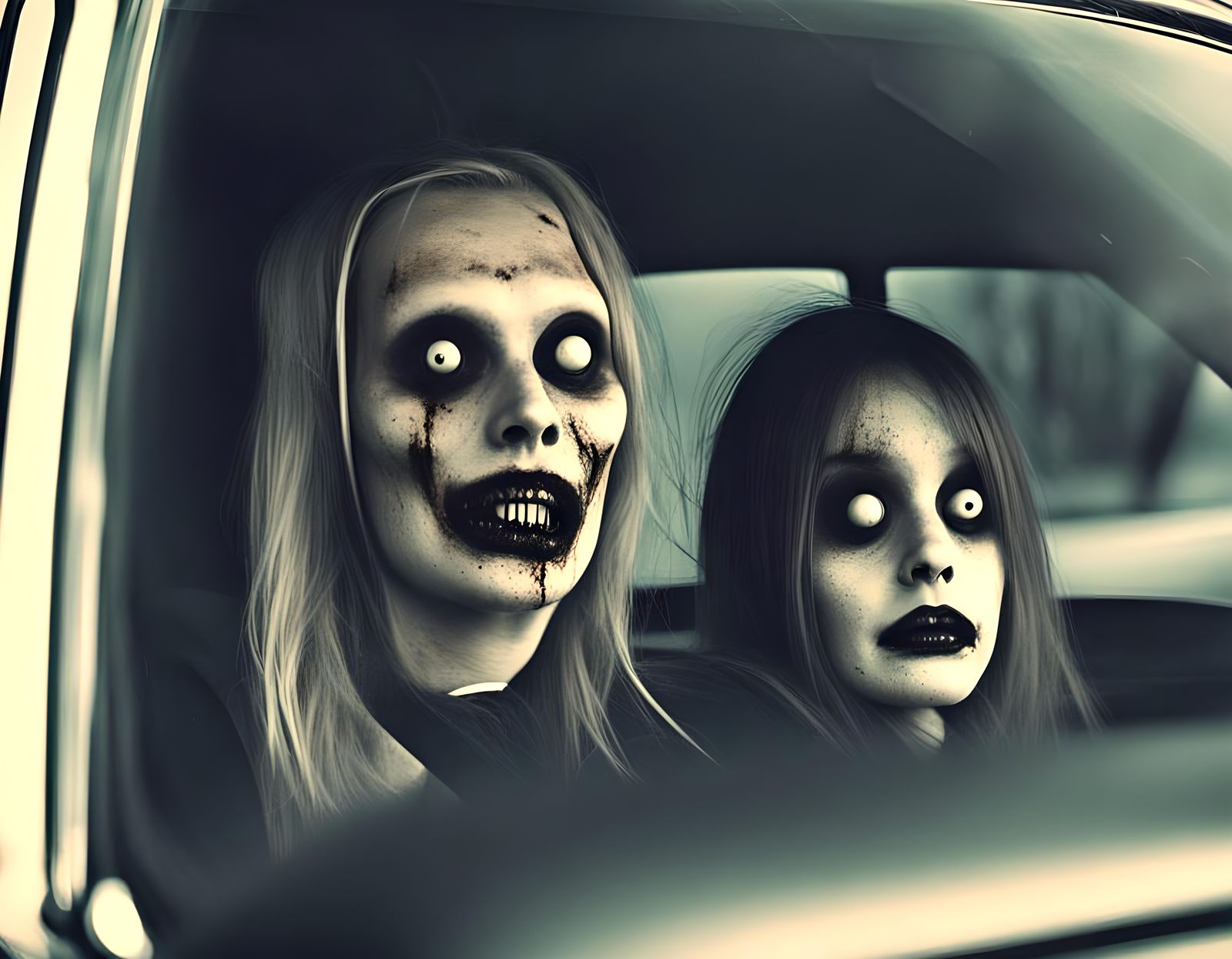 Creepy Car Passenger Generated by AI