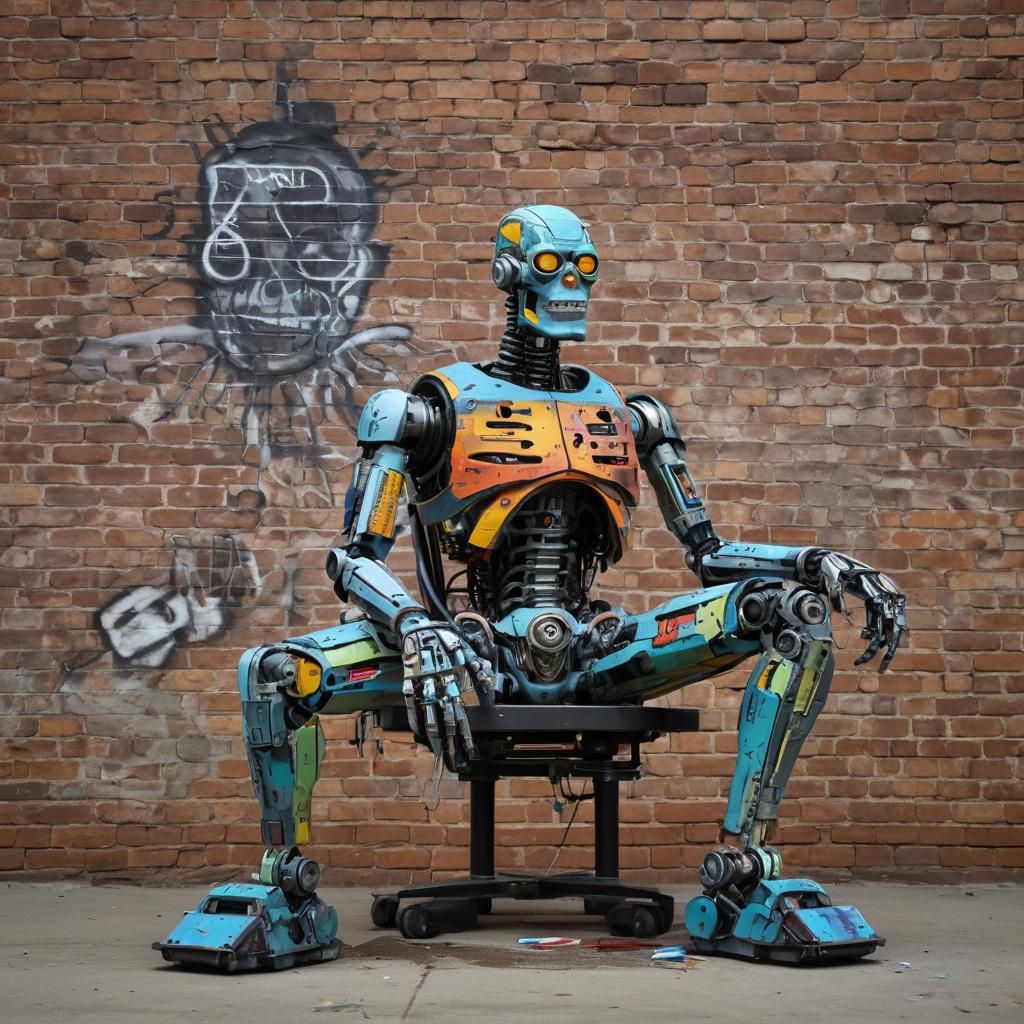 Graffiti Robot Frankenstein in Mad Scientist Lair