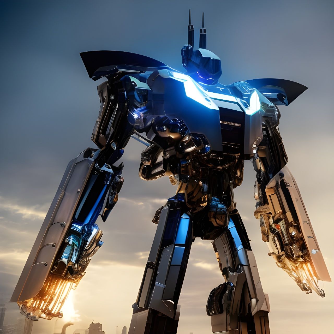 Machinery Transformer Humanoid in 3D Rendering