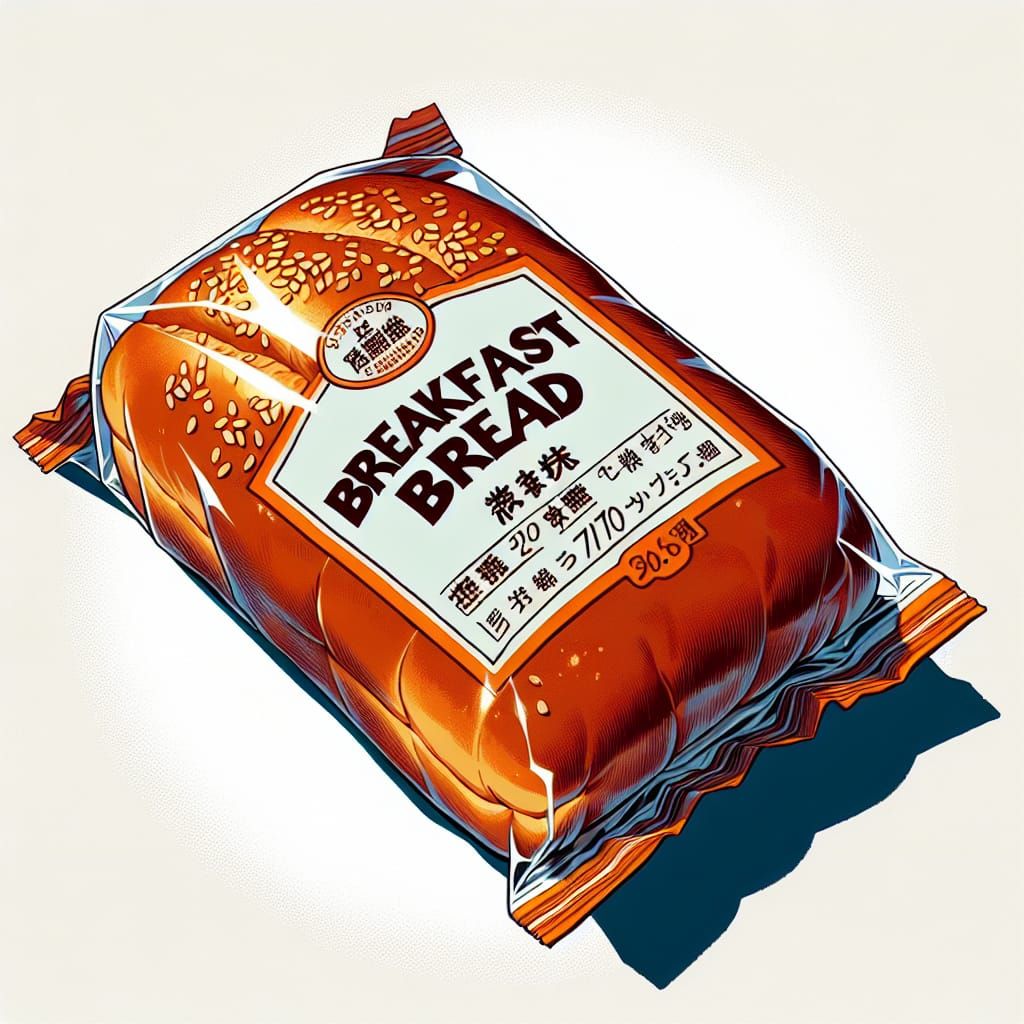 Breakfast Bread in Japanese Woodblock Print Style